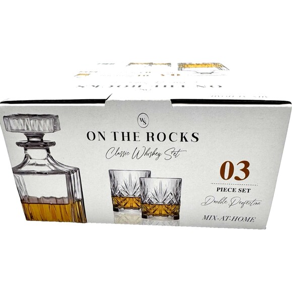 W. S. On The Rocks Classic Whiskey Set - 2 glasses 9 Oz. and 1 carafe 30 Oz. - Picture 3 of 3